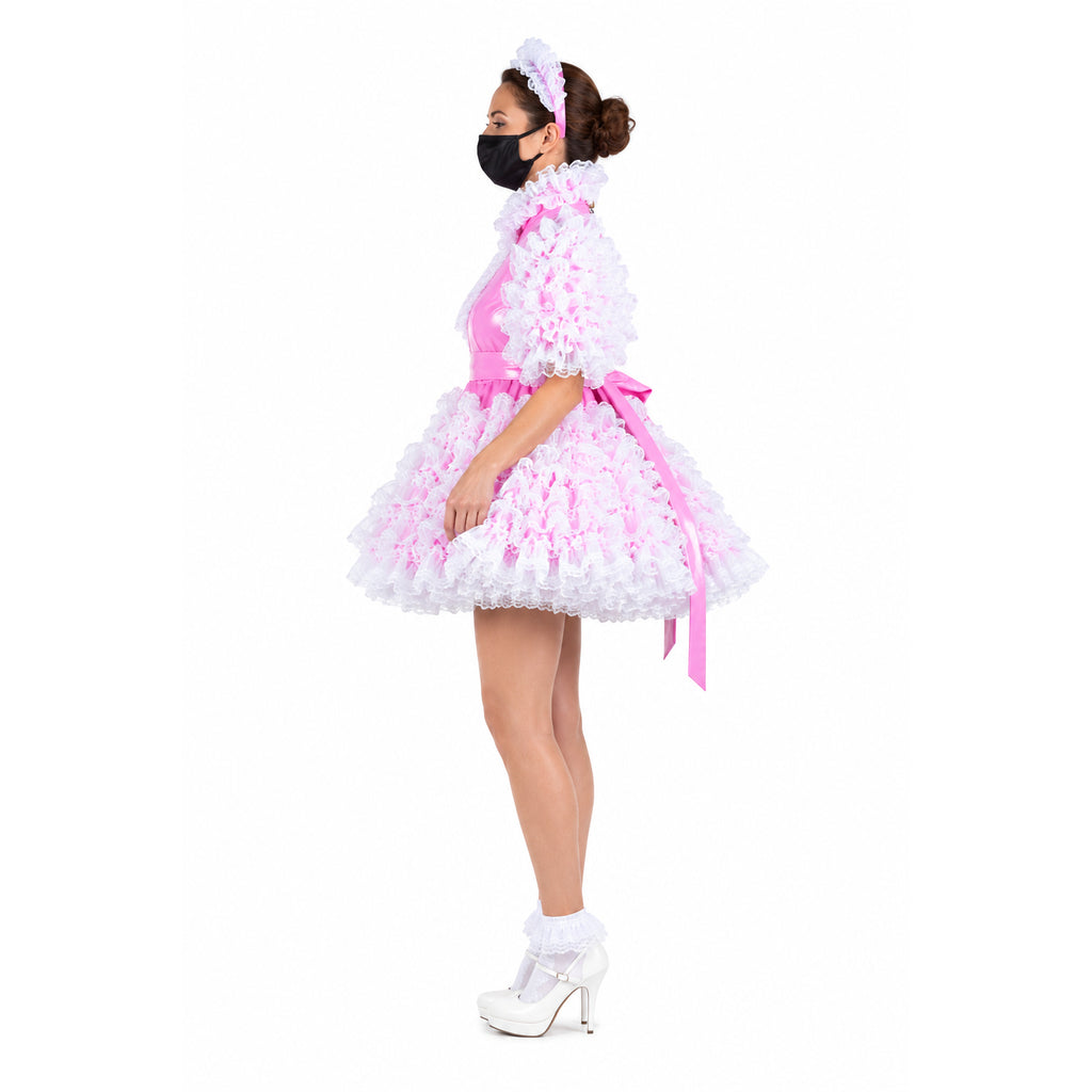 pink thin pvc dress G2432