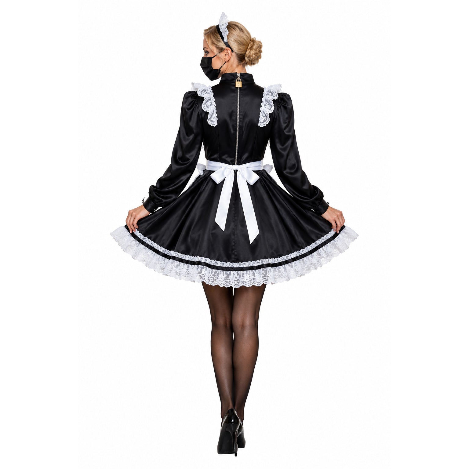 black satin dress G2435