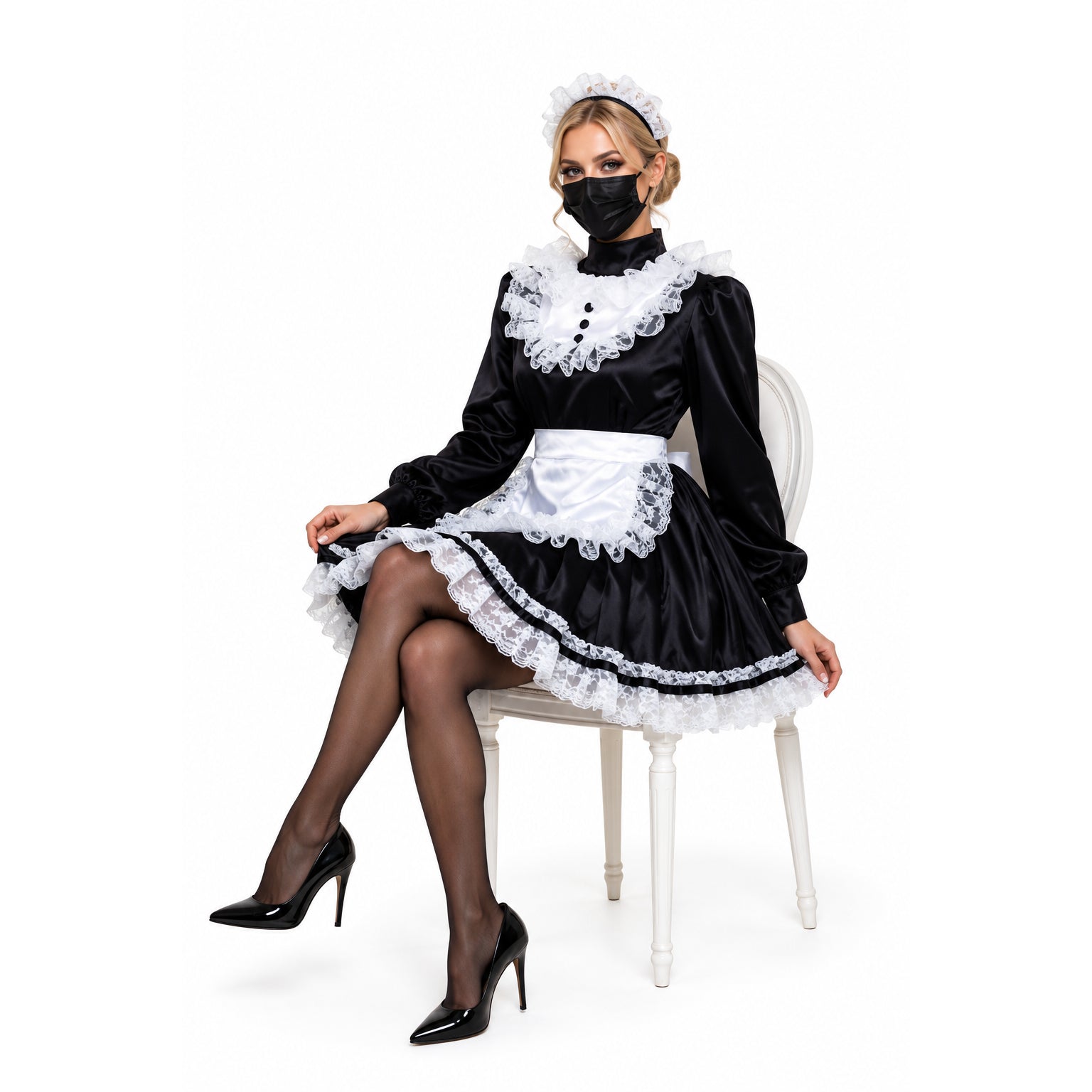 black satin dress G2435