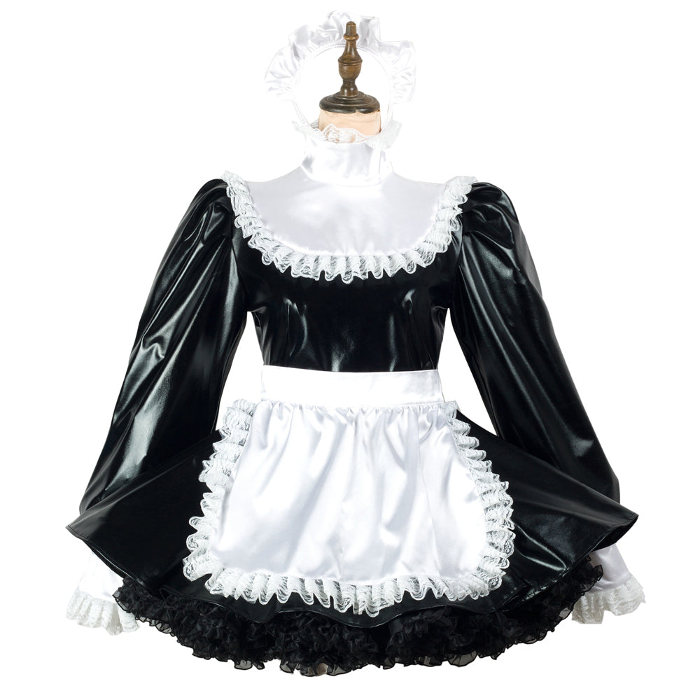 black thin pvc dress G2437