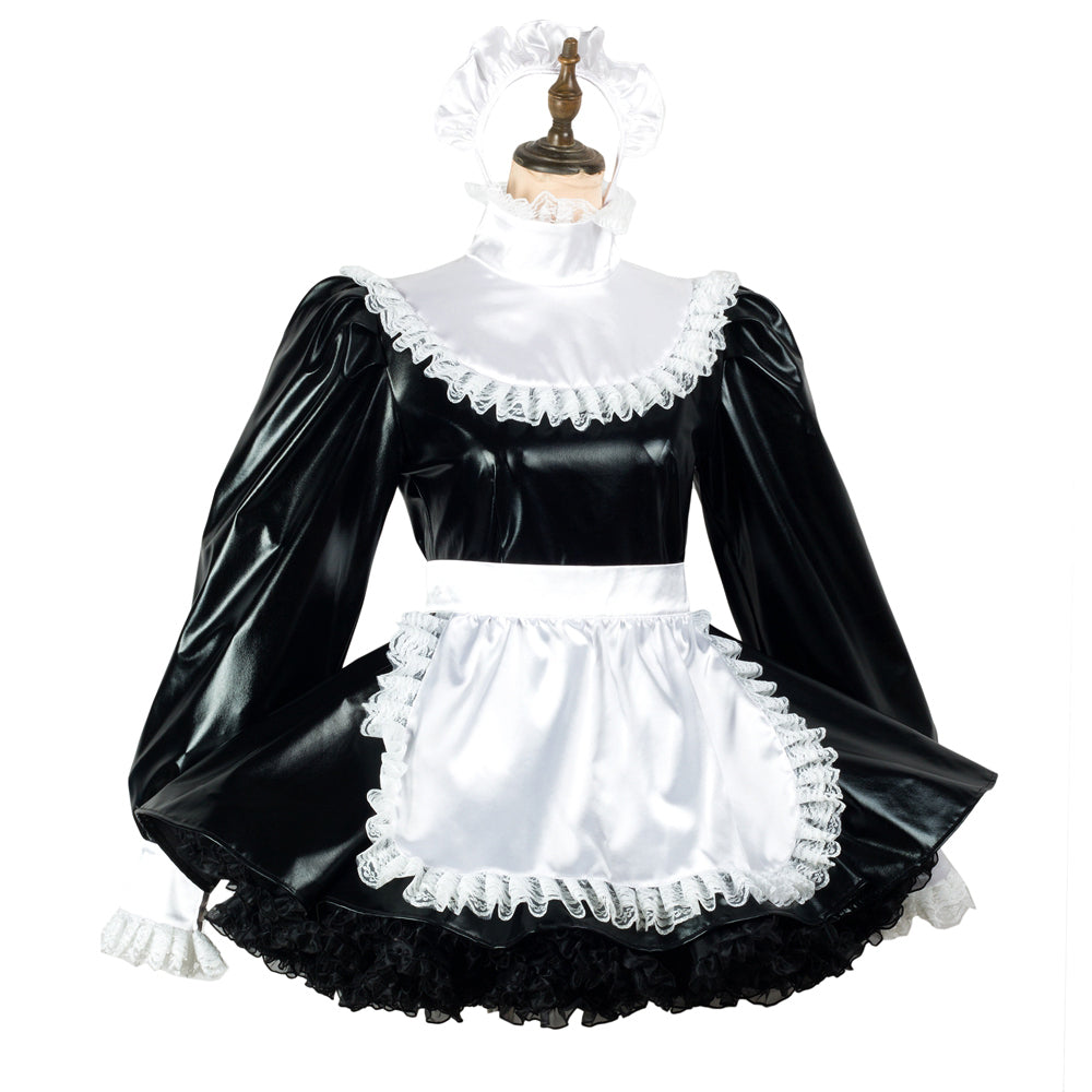 black thin pvc dress G2437
