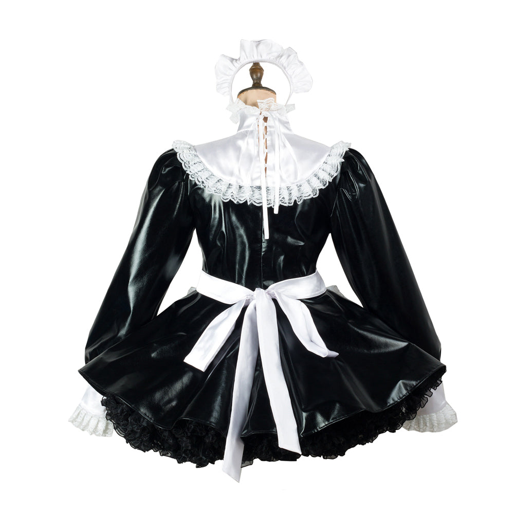 black thin pvc dress G2437