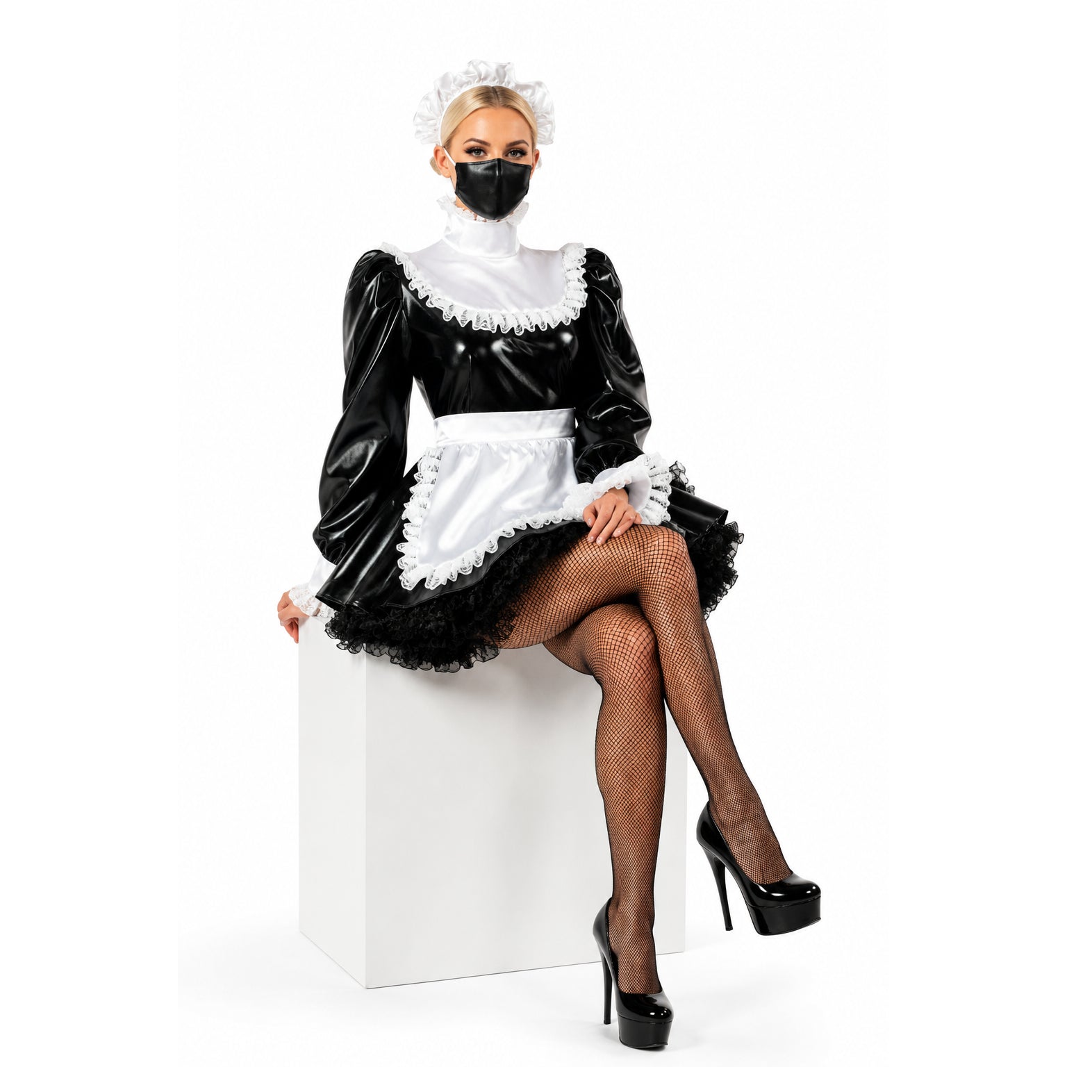 black thin pvc dress G2437