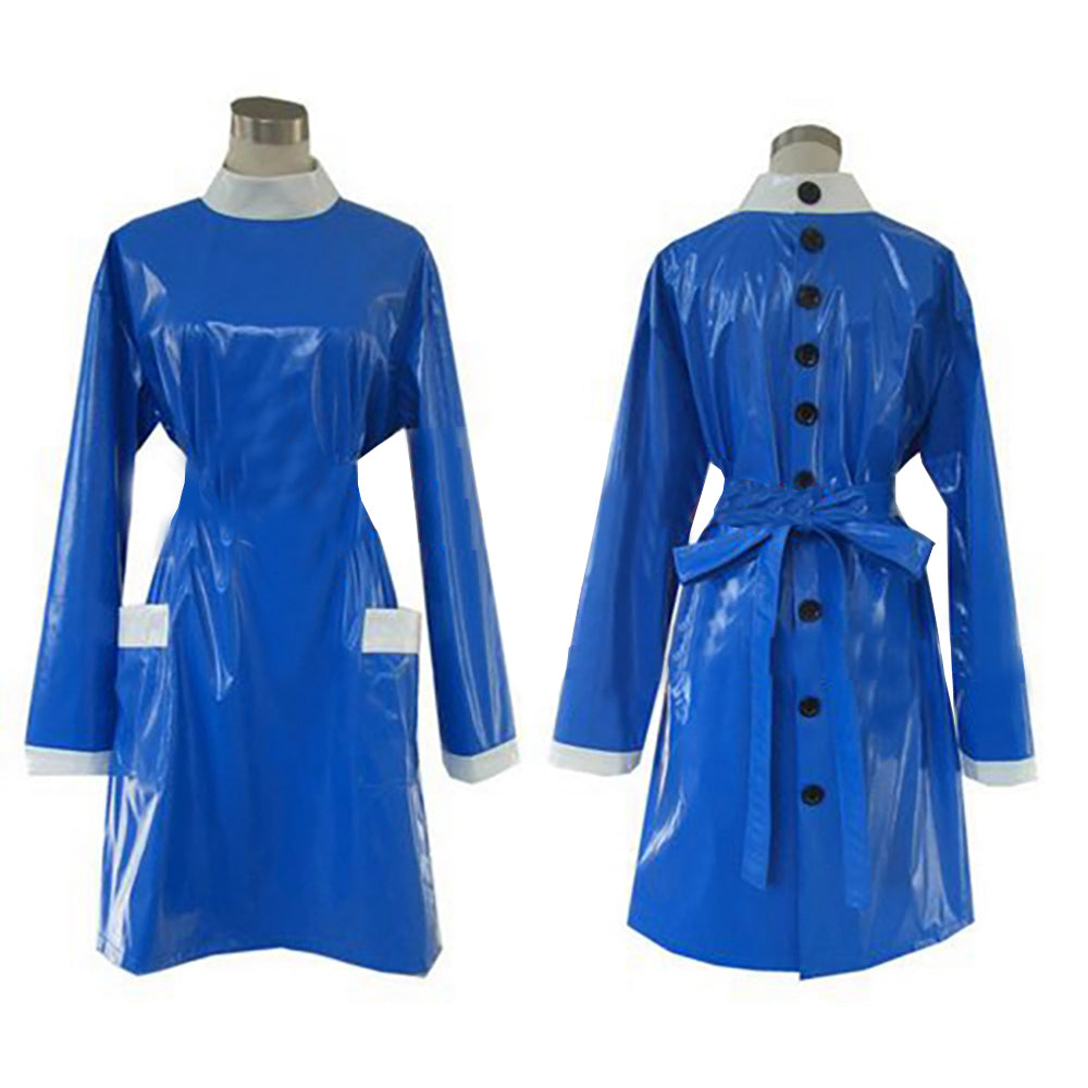 blaues dünnes PVC-Kleid G245
