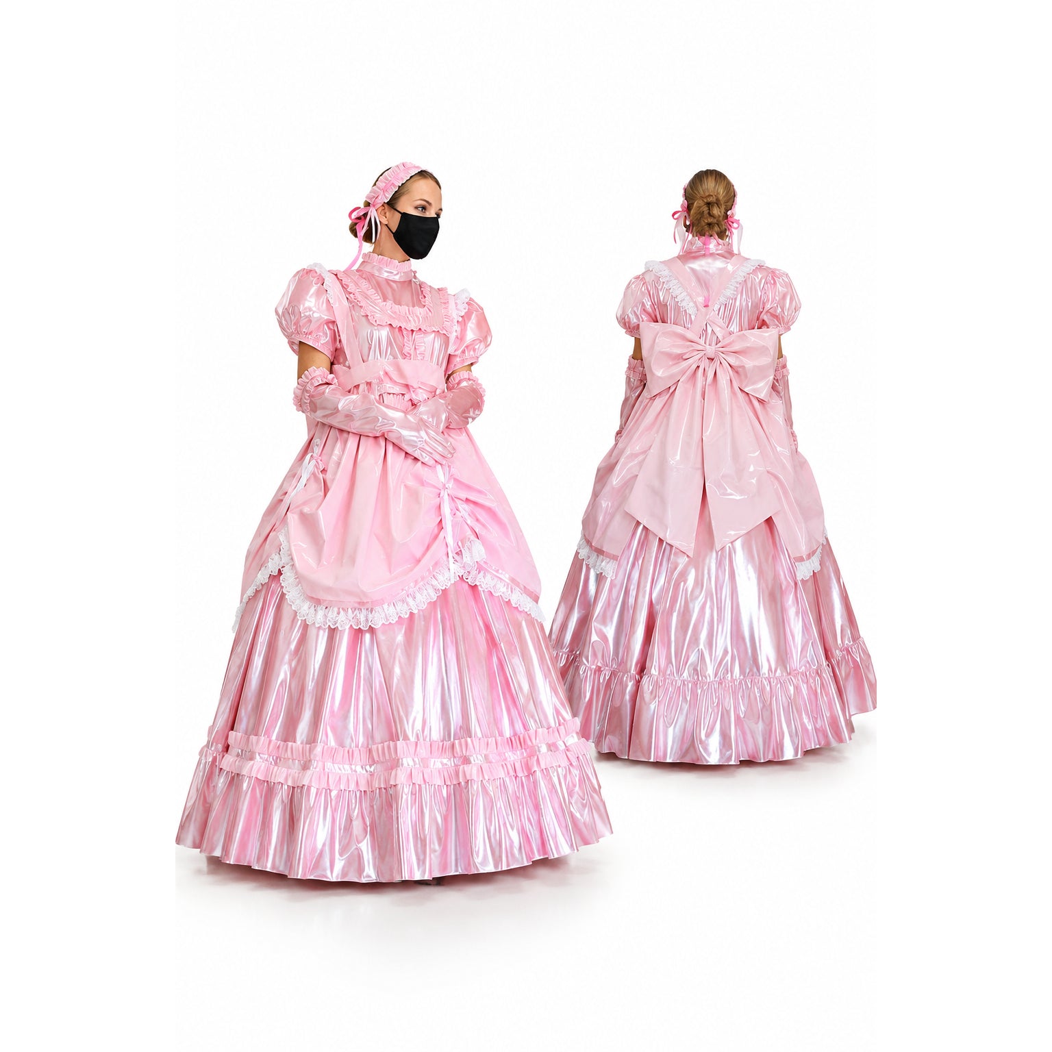 pink thin pvc dress G2458