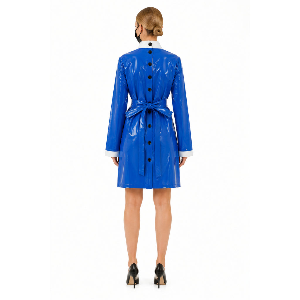 blaues dünnes PVC-Kleid G245