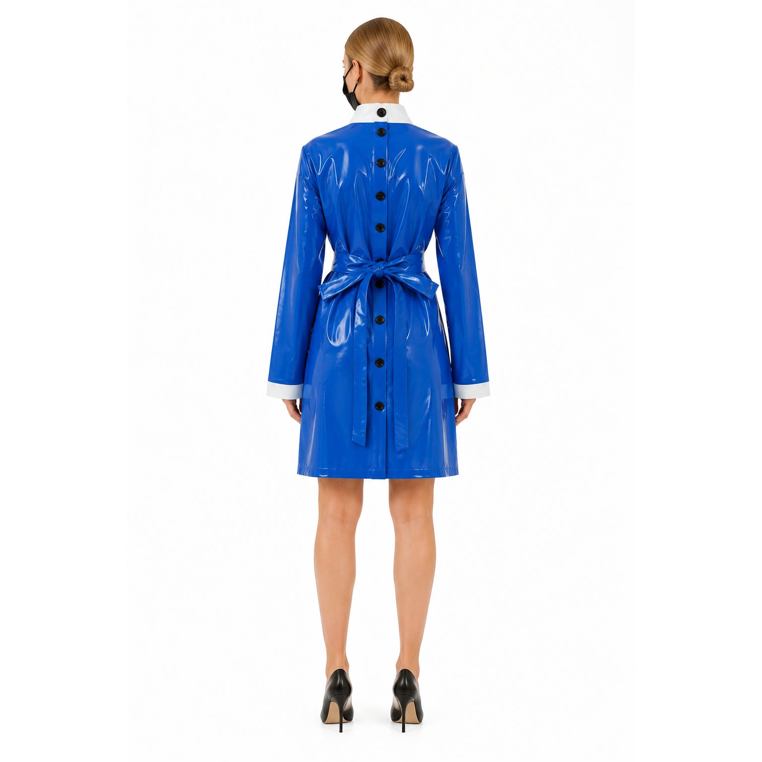 blaues dünnes PVC-Kleid G245