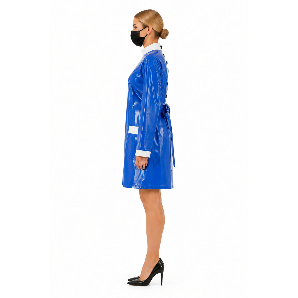 blaues dünnes PVC-Kleid G245