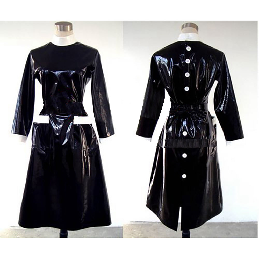 schwarzes dünnes PVC-Kleid G246