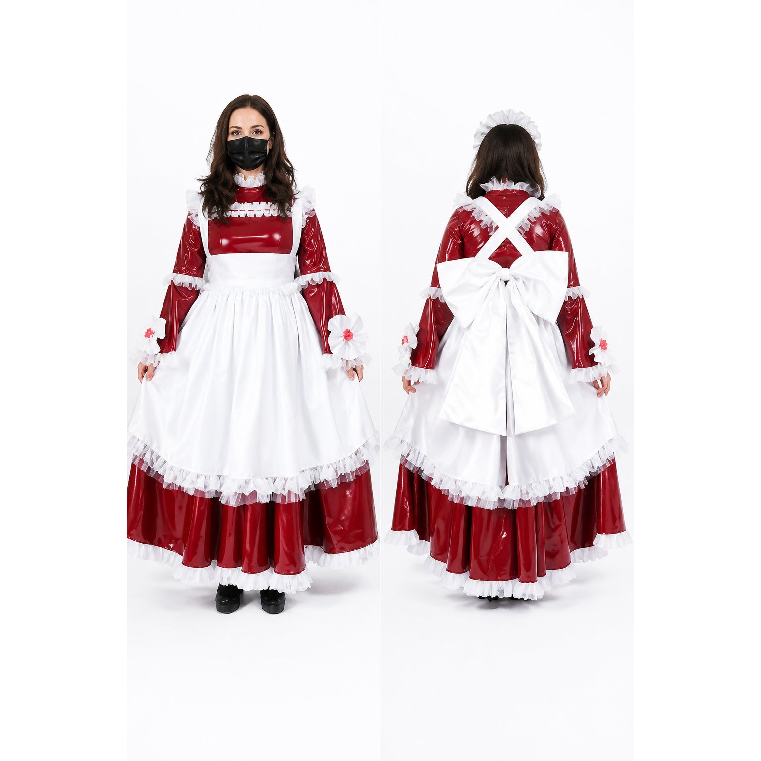 red thin pvc dress G2469