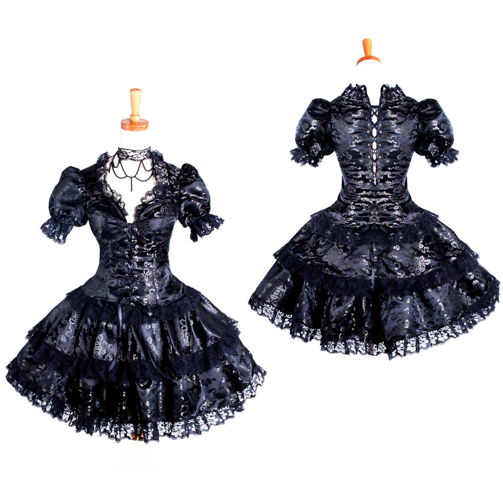schwarzes Satinkleid G250
