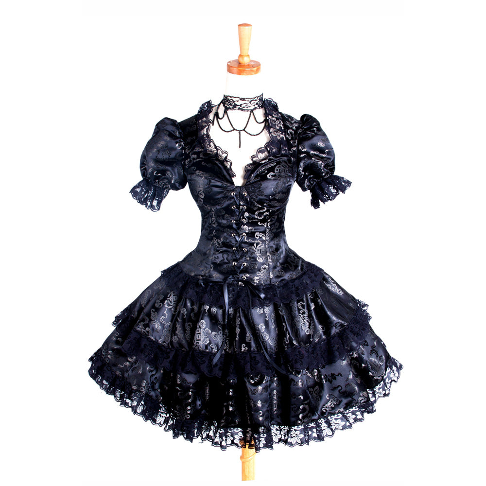 schwarzes Satinkleid G250