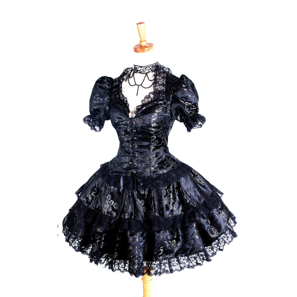 schwarzes Satinkleid G250