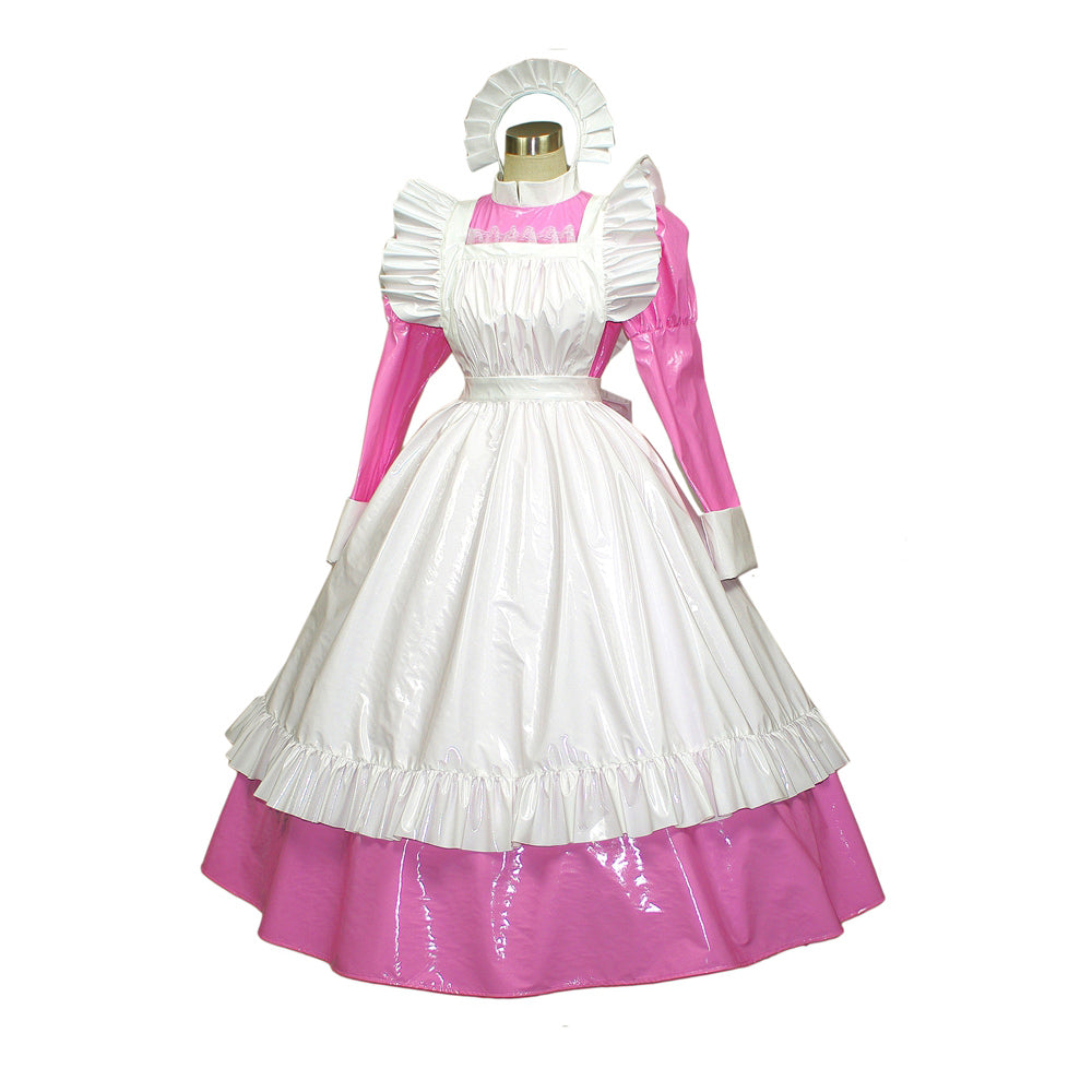rosa dünnes PVC-Kleid G257