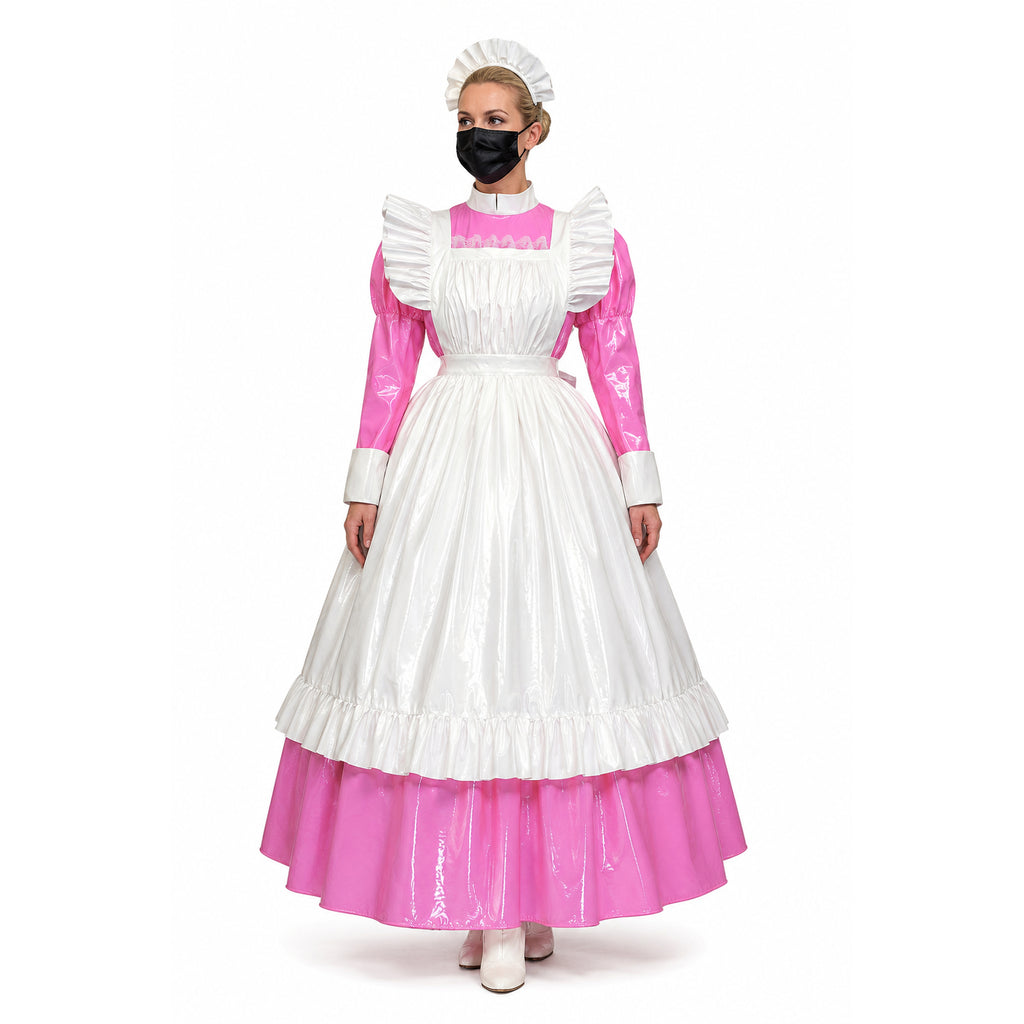 rosa dünnes PVC-Kleid G257