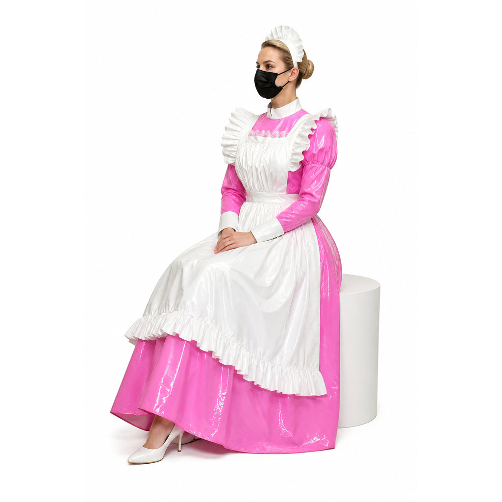 rosa dünnes PVC-Kleid G257