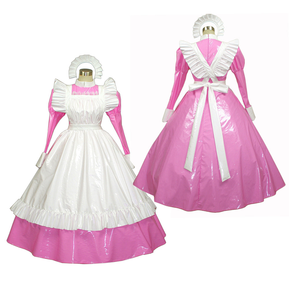 rosa dünnes PVC-Kleid G257