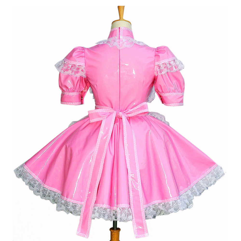 Rosa dünnes PVC-Kleid G260