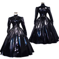 schwarzes dünnes PVC-Kleid G268