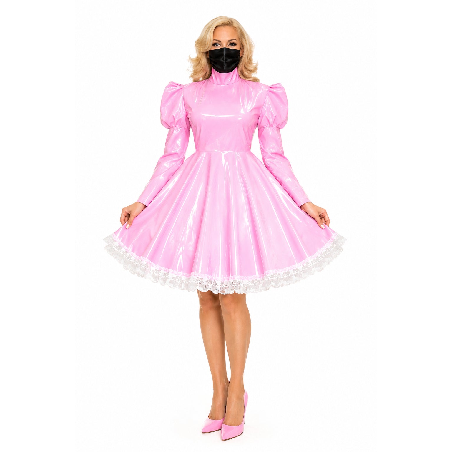 rosa dünnes PVC-Kleid G270