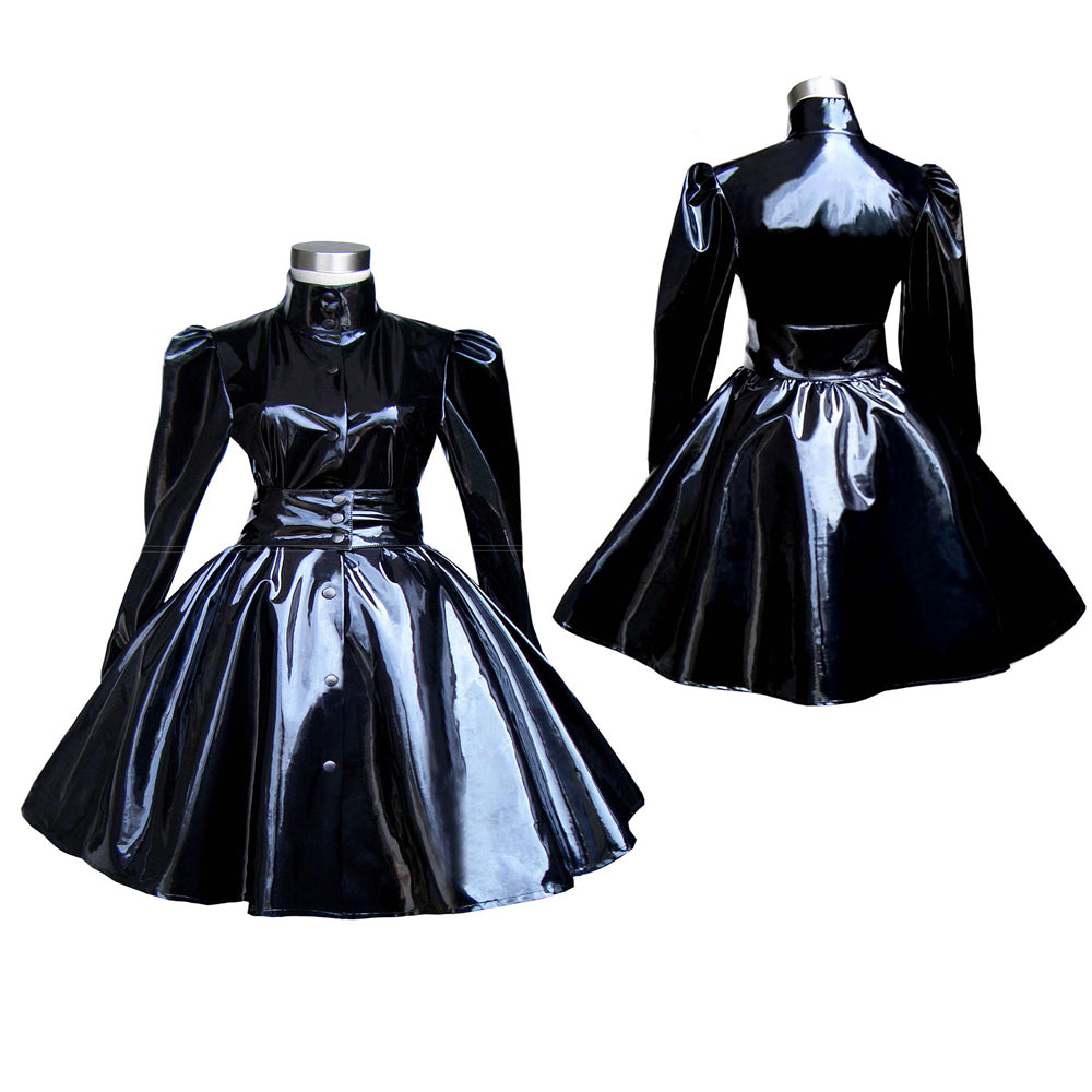 schwarzes schweres PVC-Kleid G278