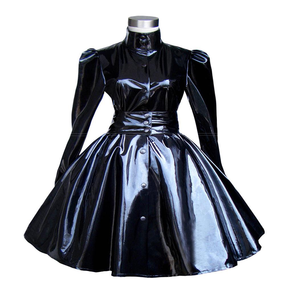 schwarzes schweres PVC-Kleid G278