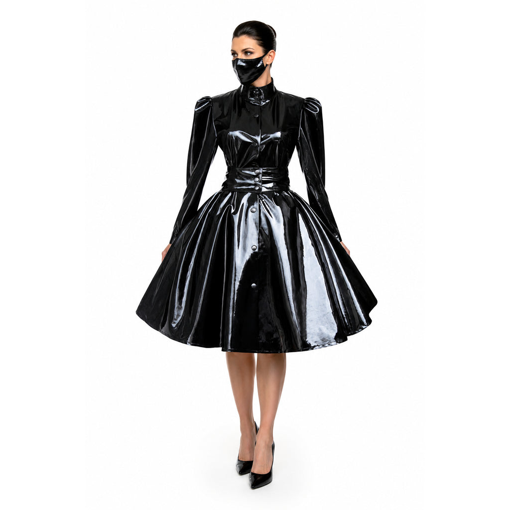 schwarzes schweres PVC-Kleid G278