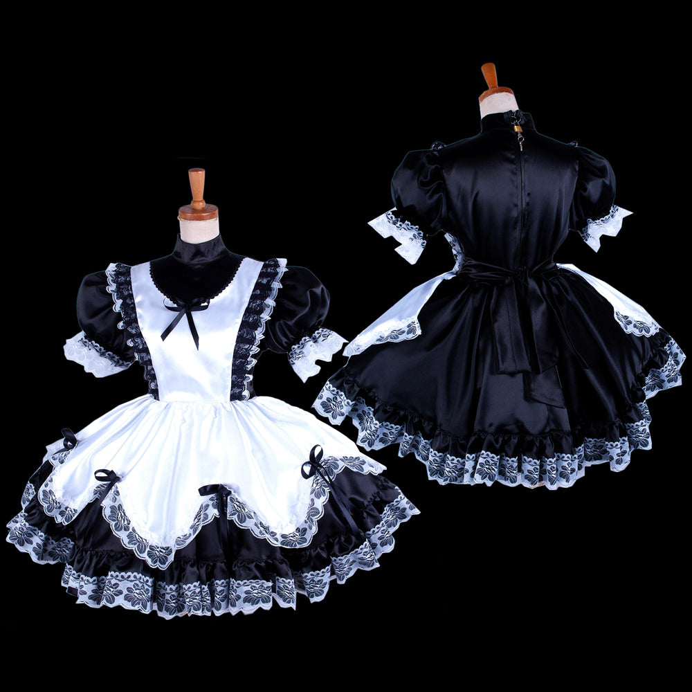 schwarzes Satinkleid G281