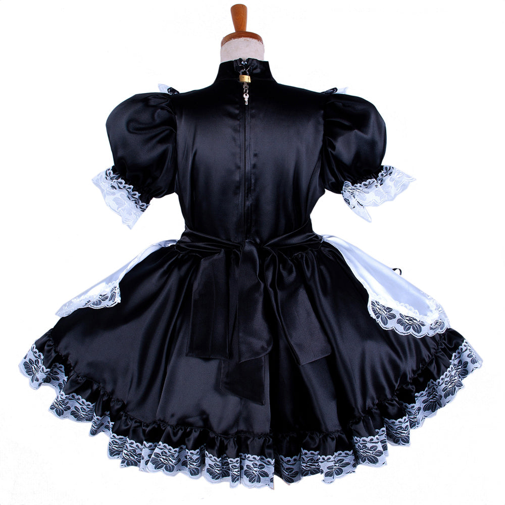 schwarzes Satinkleid G281