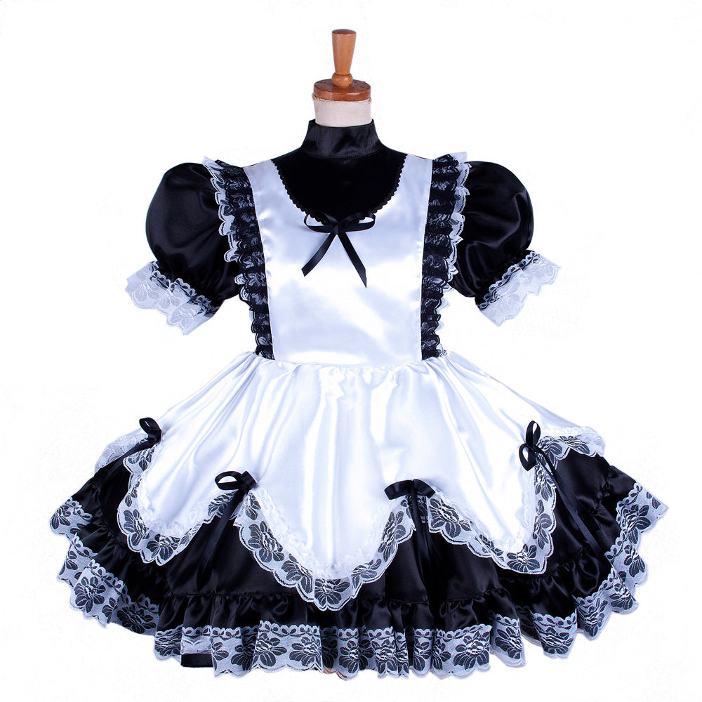 schwarzes Satinkleid G281