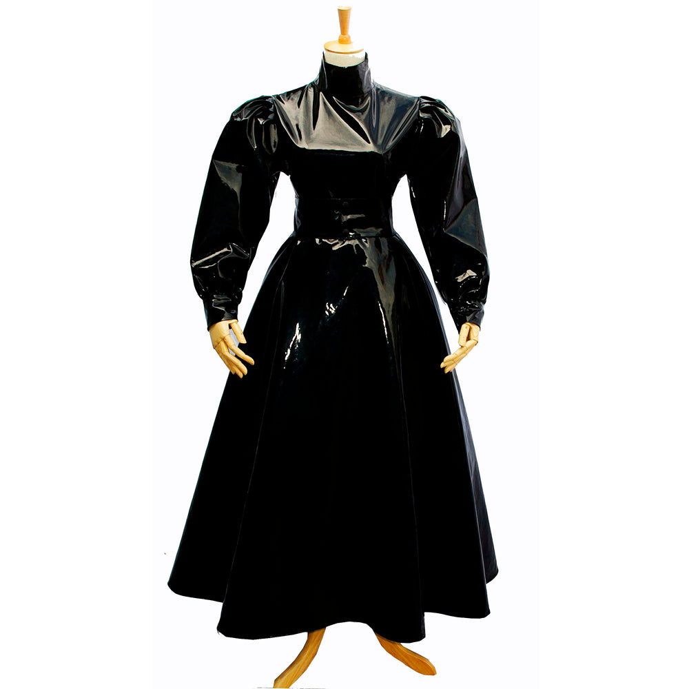 schwarzes enges PVC-Kleid G282