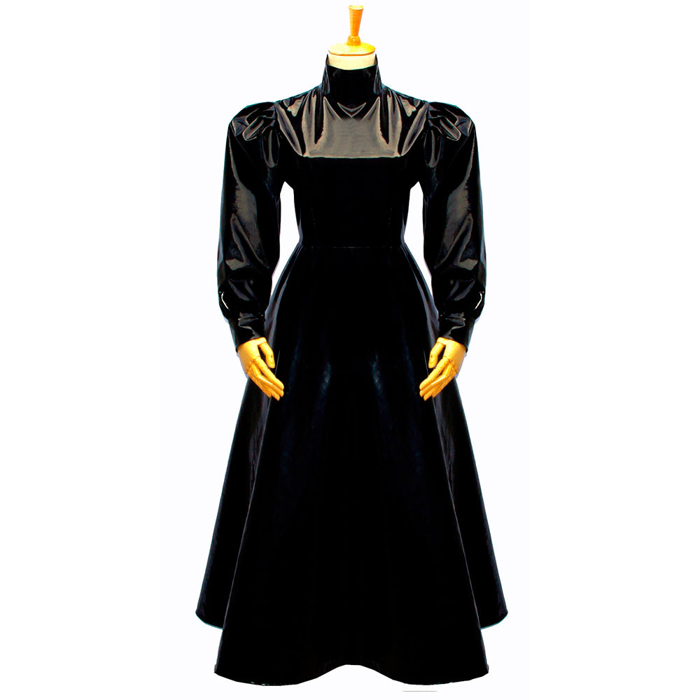 schwarzes enges PVC-Kleid G282