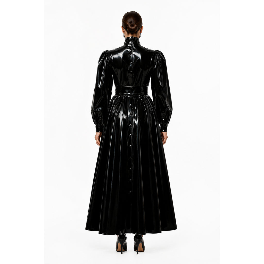 schwarzes enges PVC-Kleid G282