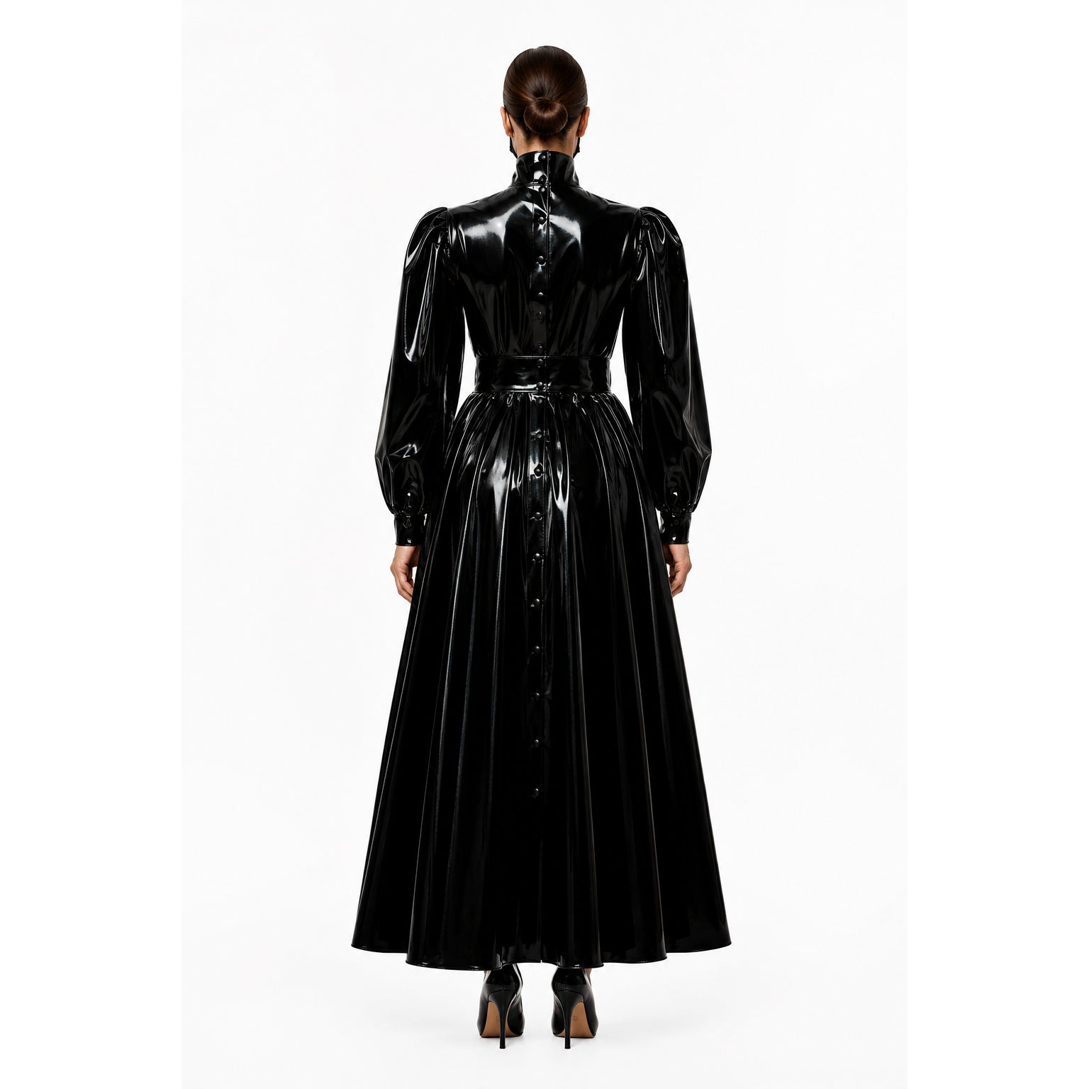 schwarzes enges PVC-Kleid G282