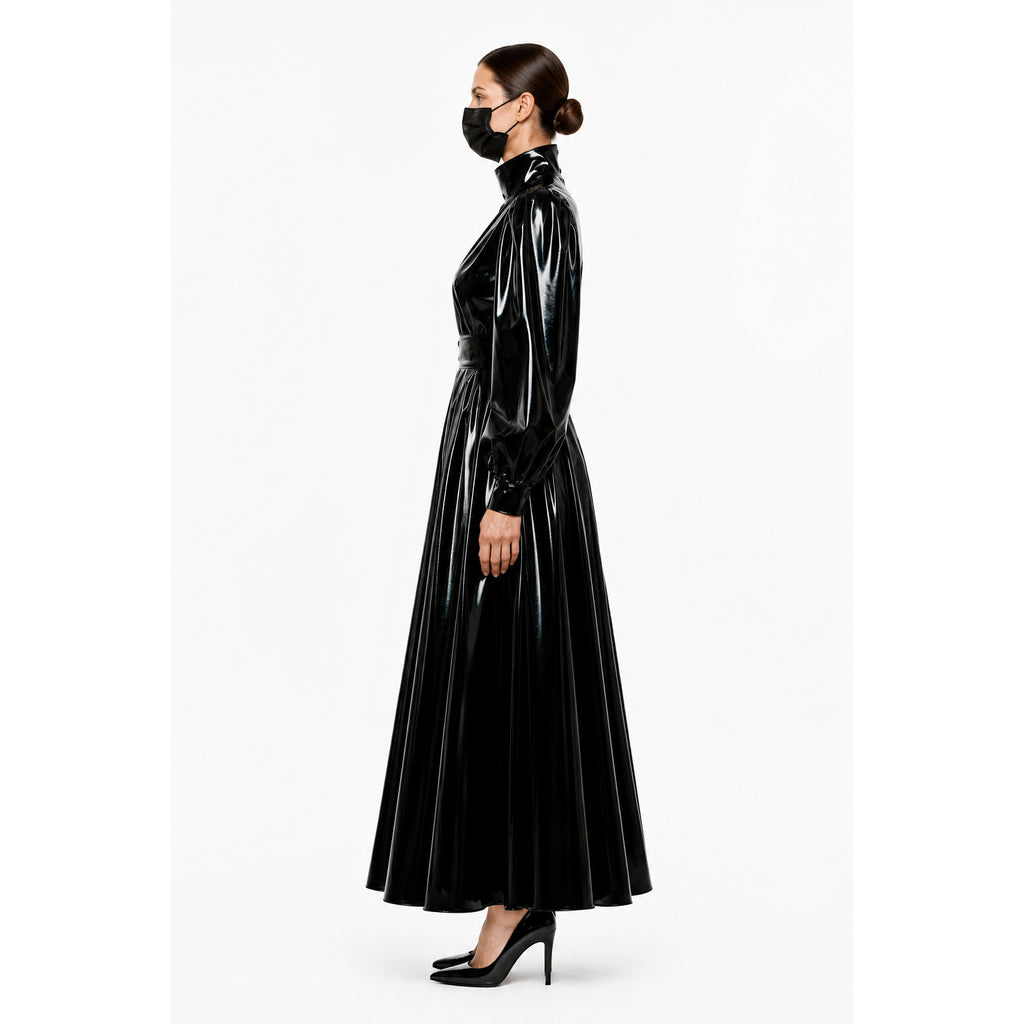schwarzes enges PVC-Kleid G282
