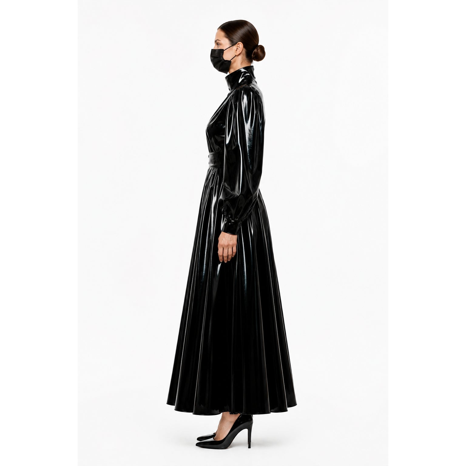 schwarzes enges PVC-Kleid G282