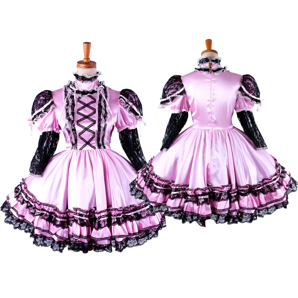 rosa Satin-Kleid G283