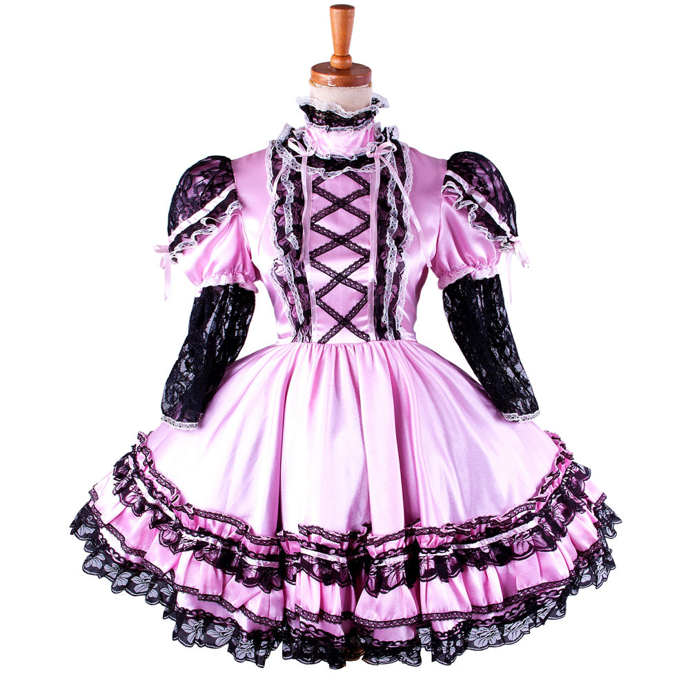 rosa Satin-Kleid G283
