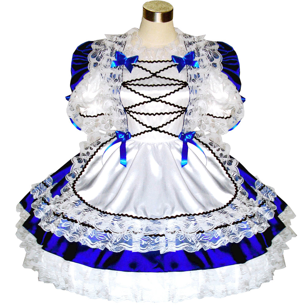 blaues Satinkleid G286