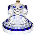 blaues Satinkleid G286