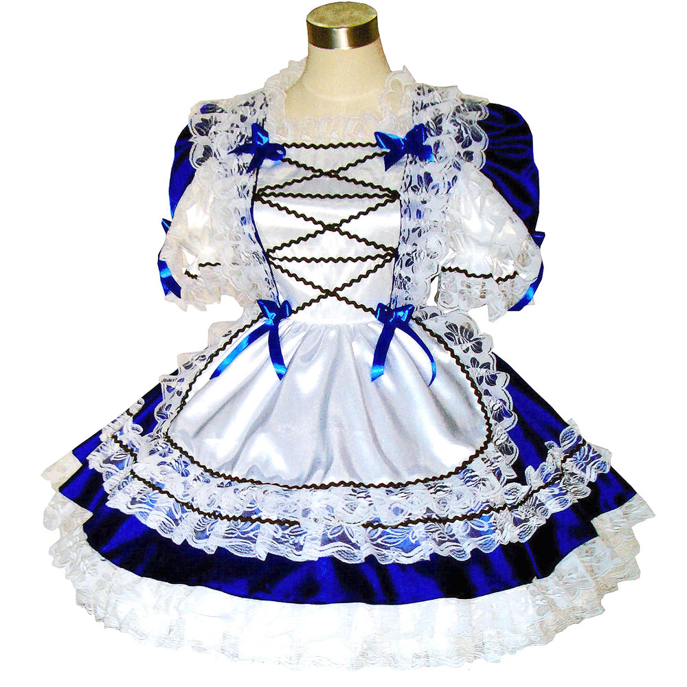 blaues Satinkleid G286