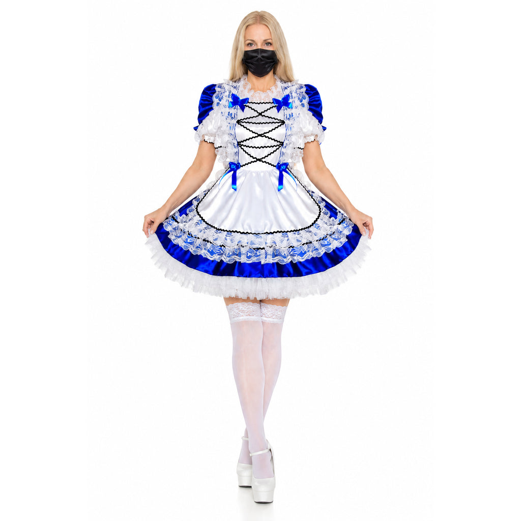 blaues Satinkleid G286