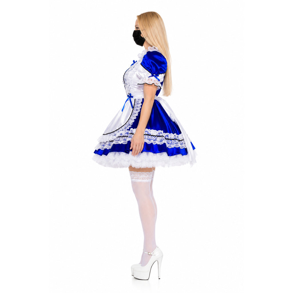 blaues Satinkleid G286