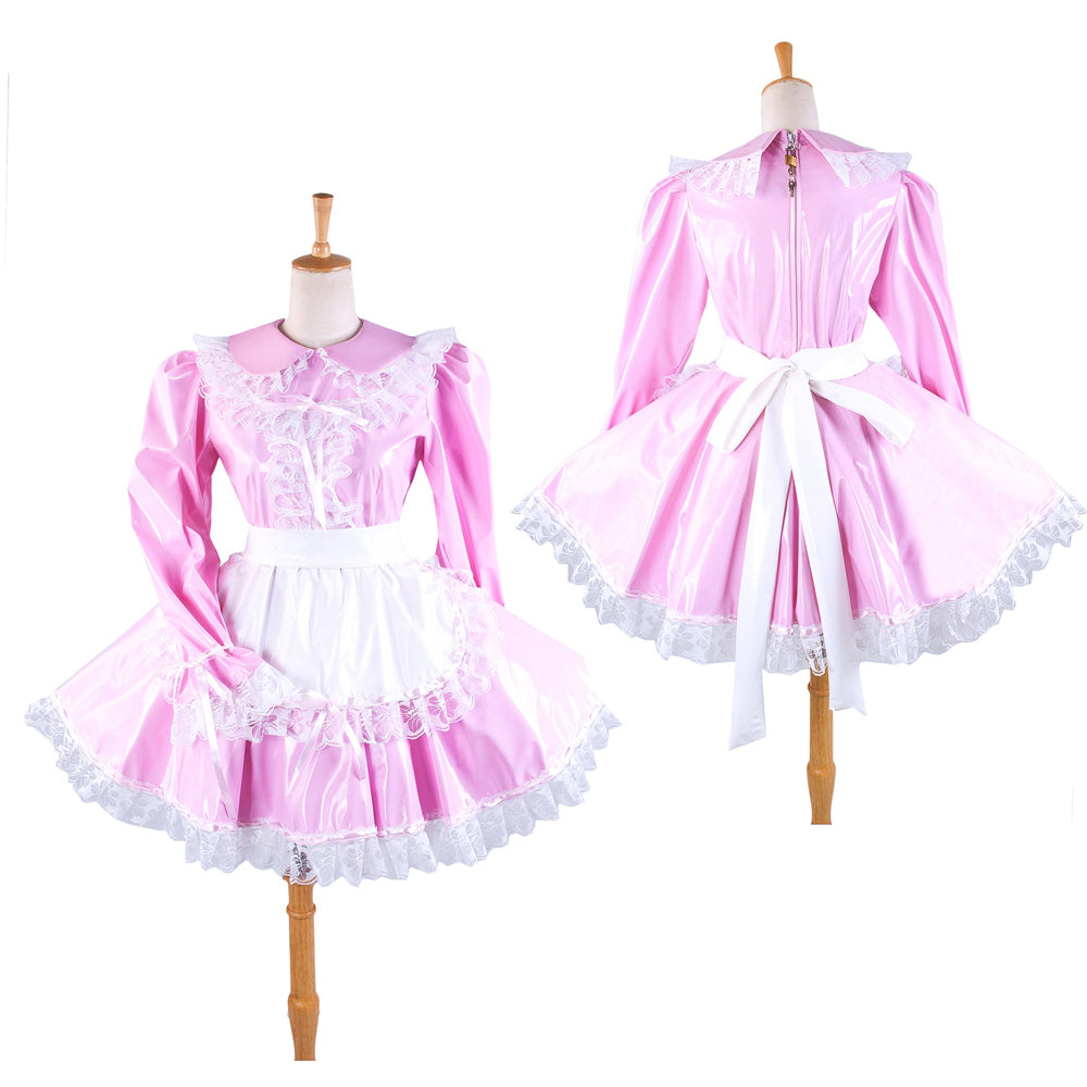 rosa dünnes PVC-Kleid G287