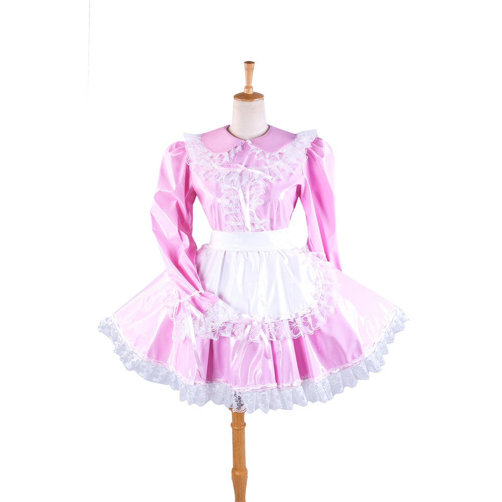 rosa dünnes PVC-Kleid G287