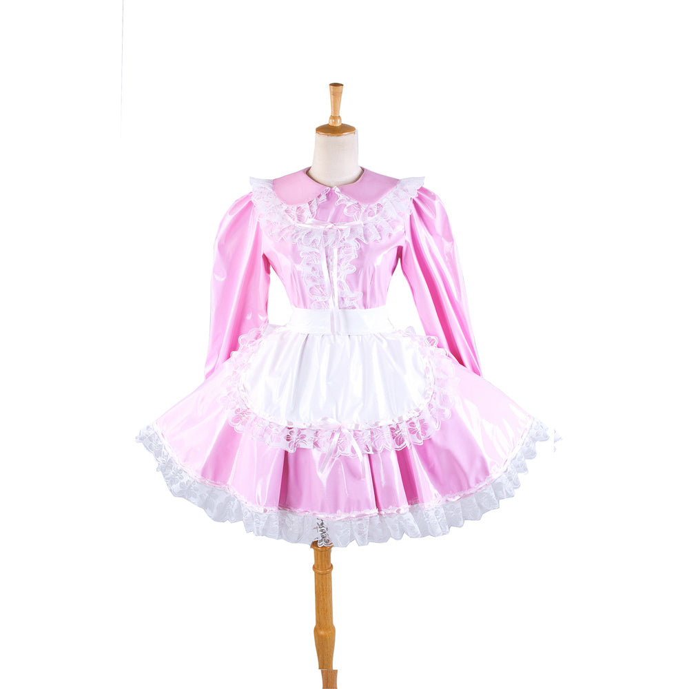 rosa dünnes PVC-Kleid G287