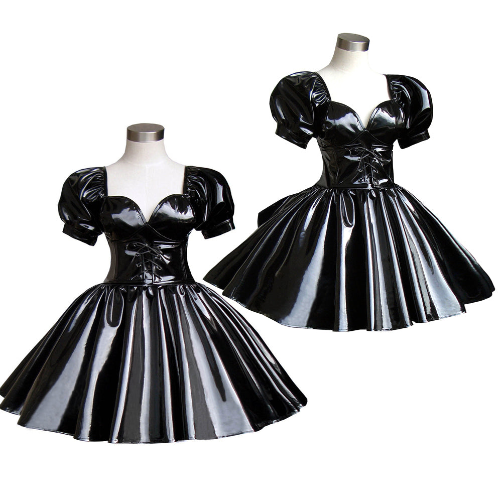 schwarzes schweres PVC-Kleid G290