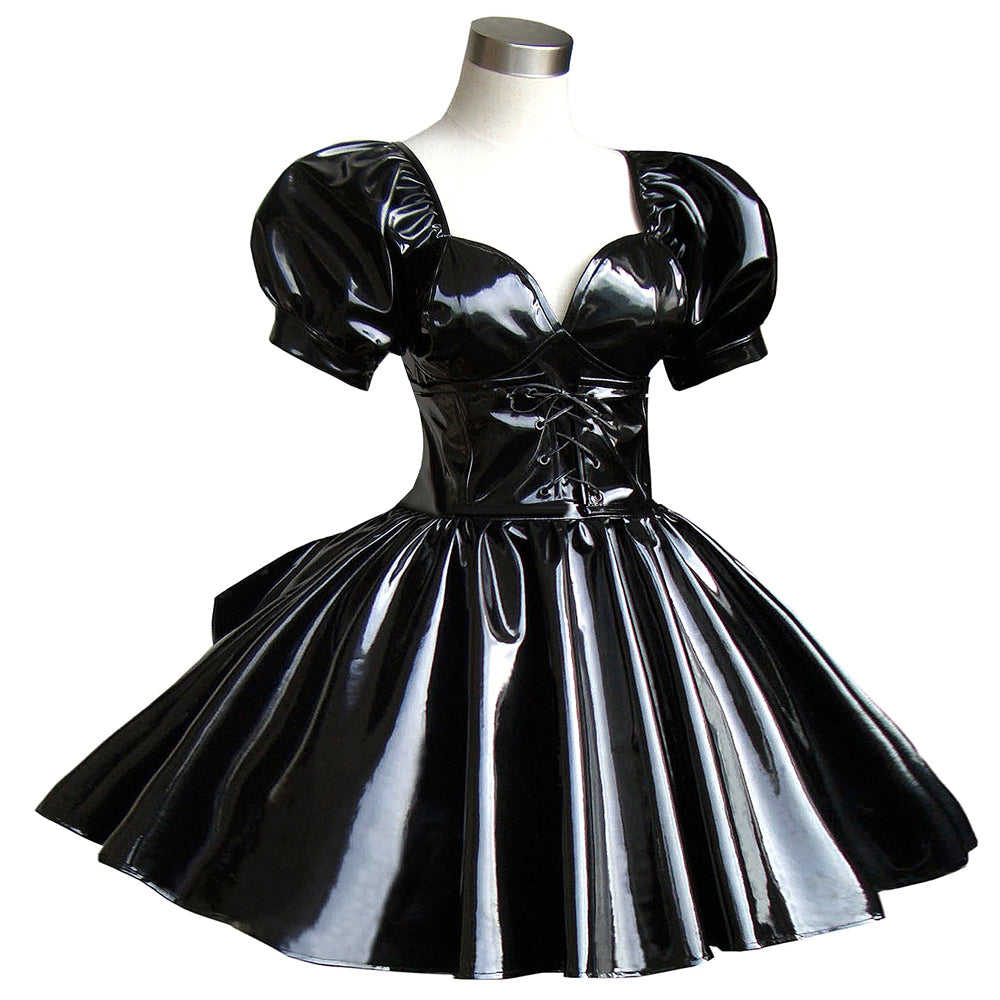 schwarzes schweres PVC-Kleid G290