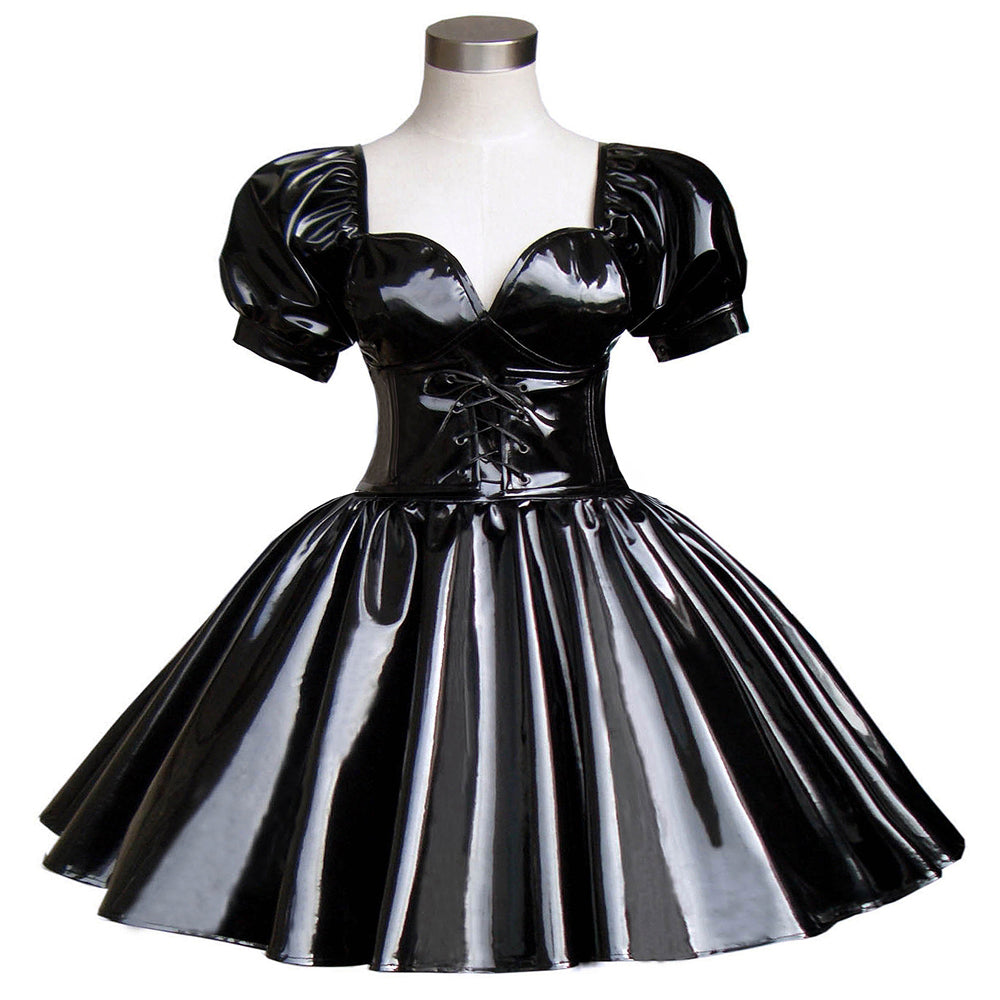 schwarzes schweres PVC-Kleid G290