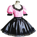 rosa schwarz dünnes PVC-Bluse-Rock-Set G291
